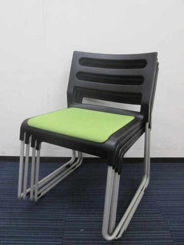 【事務椅子】スタッキングチェア<br>【アイリスチトセ製】【色：グリーン】【状態良好】【会議チェア】
                                    中古
            