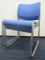 【会議用椅子】スタッキングチェア<br>【重ねて収納可能】【色：ブルー】【ロット】【会議チェア】