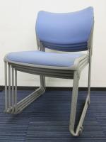 【会議用椅子】スタッキングチェア<br>【オカムラ製】【色：ブルー】【４脚セット】【セット商品】【会議チェア】