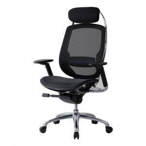 【事務用品】売れてます！　高級感のあるアルミフレーム仕様　ヘッドレストつき