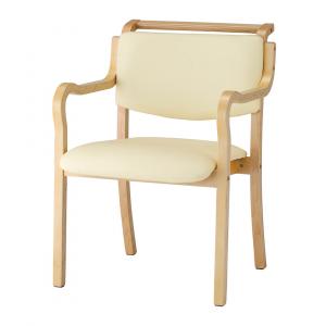 【事務用品】お手入れらくらく　木製スタックチェア　肘掛・手掛つき