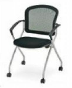 ネスティングチェア　肘付　背面メッシュ【会議チェア】〖事務用品〗