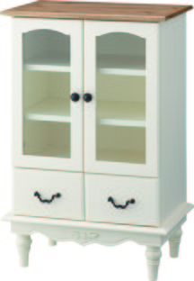 【新品】東谷　ホワイト×木目 カントリー調　キャビネット　ビッキー