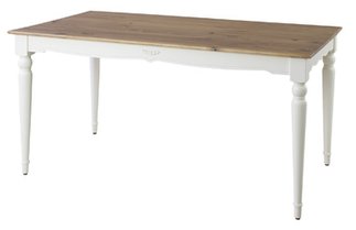 【新品】東谷　ホワイト×木目 カントリー調　ダイニングテーブル　ビッキー