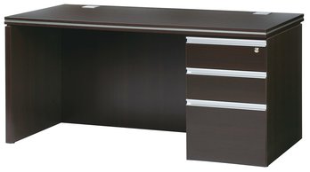 【片袖机】高級感を演出するダークブラウンとシルバーのコンビカラー。