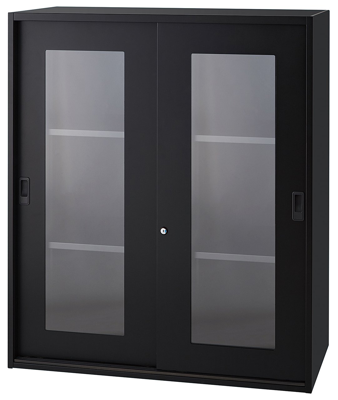 【2枚引違いガラス書庫/H1050】ブラックシリーズ！強化ガラス使用。
                        IC 
                                    新品
            