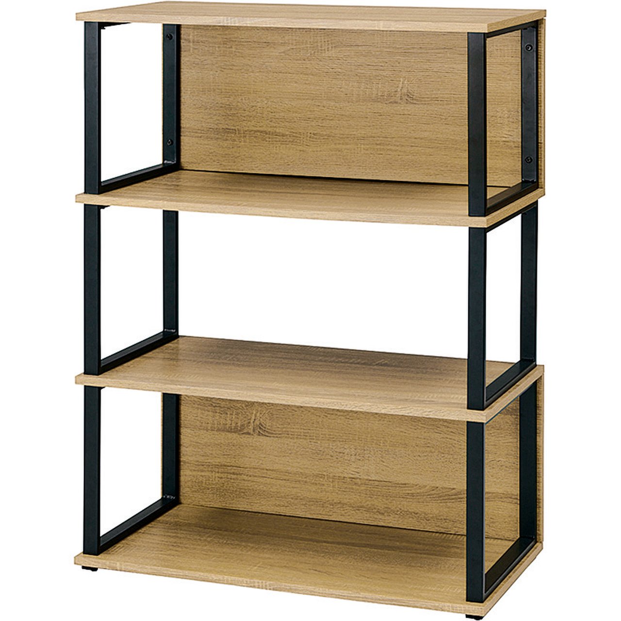 【デザインシェルフ3段】古木調の木製棚板とブラックフレームが映えるデザインシェルフ。
                        IRGS
                                    新品
            