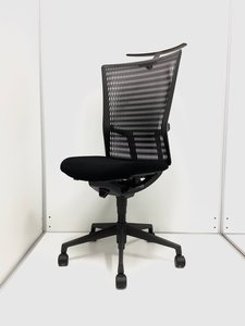 ウチダ製/アクトディアチェア/肘無ハイバック/ブラック/コートハンガー付き