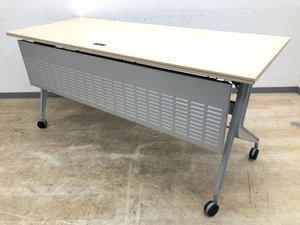 【コンセント付】【機能充実】内田洋行　ワークスタックテーブル　ナチュラル【中古】【オフィス家具】【岐阜】【東京】【大阪】【愛知】