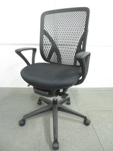 【優しく包み込む樹脂メッシュ！】■イエラチェア（Yera）　肘付　ブラック