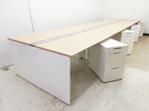 【幅6400】レイアウト変更に必須アイテム！ワゴン8台セット※配線カバー開閉式◆オカムラ製