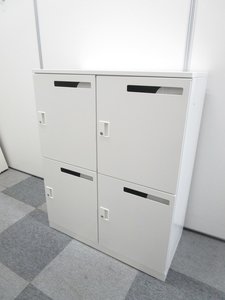 【投入口付】フリーアドレスデスクのお供にパーソナルロッカー【ホワイト色】