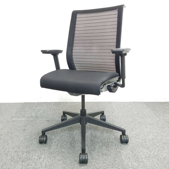 【中古】シンクチェア（座:布 THK-13101 Steelcase（スチールケース） 肘付ハイバックチェア