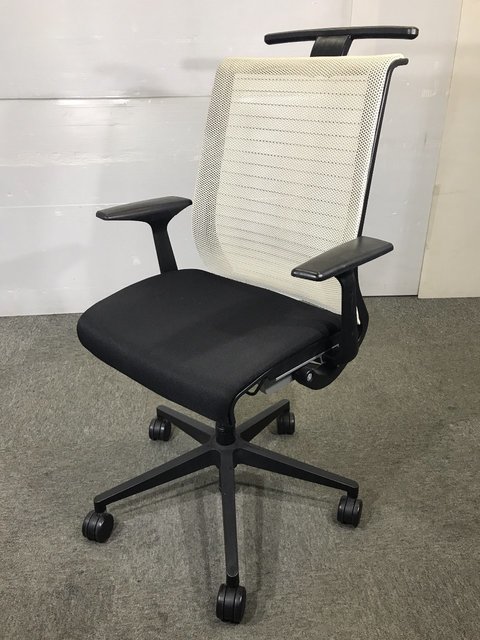 【中古】シンクチェア（座:布 S-THK13201/HG Steelcase（スチールケース） 肘付ハイバックチェア