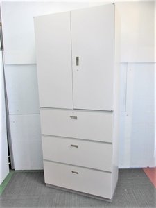 たっぷり収納　書庫セット　定番カラーで壁面収納にオススメ【上下書庫】【両開き・３段ラテラル】【イトーキ】【シンライン】