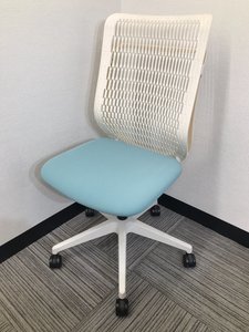 【ウチダ製】【AJチェア】【ホワイト×ライトブルー】【かわいい】【POP】【女性人気】【限定1脚】【ハイバック】【メッシュ】