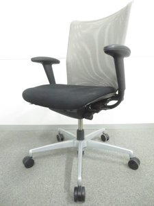 【リラックス出来るメッシュチェア！】■プラオαチェア　肘付　グレー
