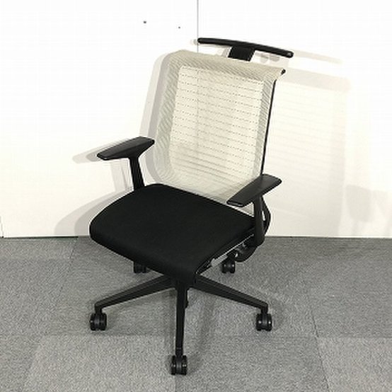 【中古】シンクチェア（座:布 S-THK-13201/HG Steelcase（スチールケース） 肘付ハイバックチェア