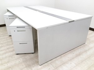 【2400㎜】【ウチダ製】【ホワイト】【アルプレイス】【フリーアドレスデスク】【4名様】【レイアウト変更】【共有】【シェア】お買い得なワゴン4台セット！