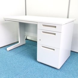 【W1200mmの片袖デスク】イナバ製デュエナデスク【ホワイトだからオフィスが明るく！清潔感UP！】