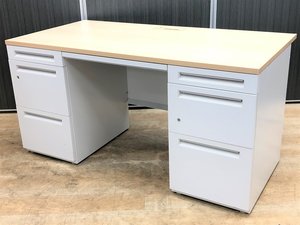 【状態良好】【上長席にピッタリ】内田洋行/スカエナ/ナチュラル【今、流行の木目天板】