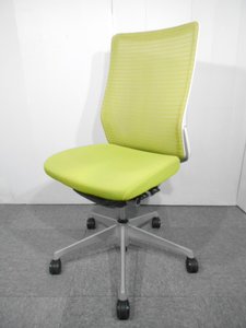 【ハイバック】【肘無】【オカムラ製】【コーラルチェア】【ライトグリーン×ホワイト】【メッシュ】【リモートチェア】【特別なチェア】【人気色】