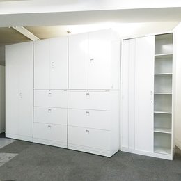 【1台限定】収納に便利な移動書庫入荷！中古　可動式　スライド　キャビネット　ホワイト　レクトライン