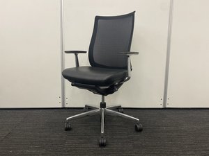 【レアな座面レザータイプ】固定肘/ベゼル/KOKUYO/レザー/アルミポリッシュ