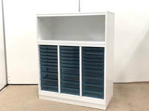 【書類入れと小物おきのコラボ！】カタログと書類が同時に収納できる書庫！