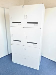 人気の2段ラテラルにパーソナルロッカーも付いてきます！上下セット｜ホワイト　フリアド向け｜収納　書架