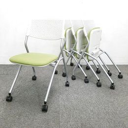 【2セット入荷】コンパクト設計のミーティングチェア入荷！中古　ネスティング　チェア　会議　セミナー　オフィス