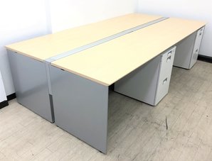 【セット商品】コクヨ製　ワークヴィスタシリーズ　ナチュラル天板　W2400＋3段ワゴン！！【倉庫在庫】