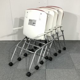 【4脚セット】オカムラ製　グラータシリーズ　レッド　ネスティングチェア！【関西倉庫在庫】