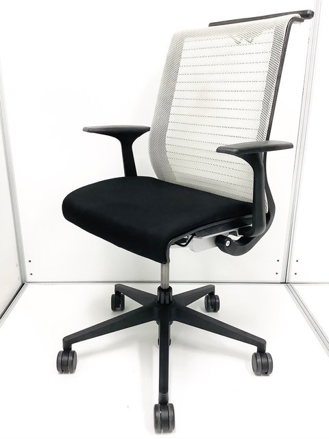 【中古】シンクチェア（座:布  Steelcase（スチールケース） 肘付ハイバックチェア