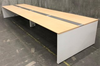 【オフィス空間の効率化に！】■フリーアドレスデスク　W4800mm　■ウチダ　アルプレイスシリーズ　ナチュラル木目カラー【8人用デスク】【倉庫在庫豊富】
