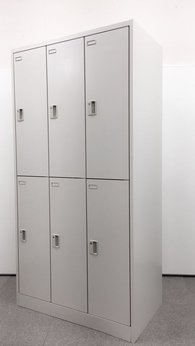 【4月23日入荷予定】上下2段タイプの6人用ロッカー【一部部材欠けあり】鏡・つゆ受け・傘さし等