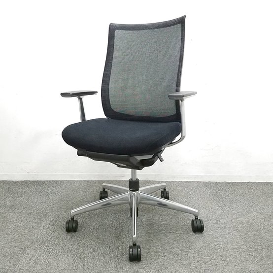 【中古】ベゼル（アルミポリッシュ脚）  CRS-G2800E6 コクヨ（KOKUYO） 肘付ハイバックチェア