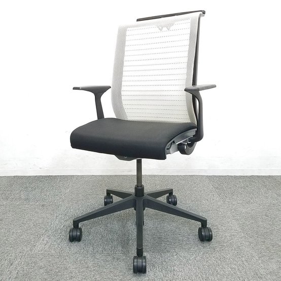 【中古】シンクチェア（座:布  Steelcase（スチールケース） 肘付ハイバックチェア