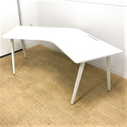 【ブーメランデスク】【Aランク】【ホワイト】【120度】【ウチダ製】【4本脚】【レムナ】【スタイリッシュ】
