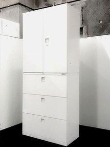 書庫セット【レクトライン】上両開き下3段ラテラル書庫