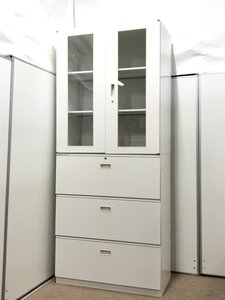 【限定1台！】上段がガラスの書庫セット！