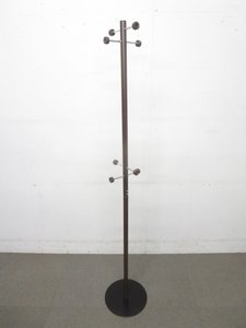 【コンパクトで使いやすい！】■コートハンガー　ポール型　木目調ブラウンカラー