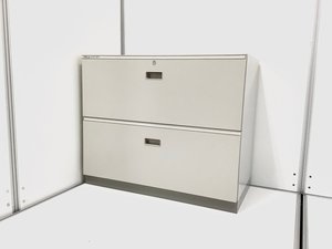 【窓の下にも置くことができる収納家具！】
◆ちょうどいい高さの2段ラテラルキャビネット！
