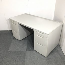 オカムラ 両袖机 SD-V コンセント付き ニューグレー 幅1400㎜ 【中古家具】【新大阪】【北摂】【淀川区】【北区】 