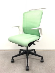 【珍しい座奥調整機構！】優しい色合いでオフィスにもご自宅にも馴染む！内田洋行/エルフィ(Elfie )/ライトグリーンチェア