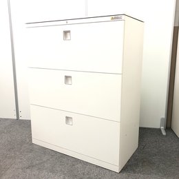 【W800】コンパクトサイズ！【3段ラテラル書庫】オカムラ製　レクトラインシリーズ　ホワイトカラー【人気商品】【大容量収納】