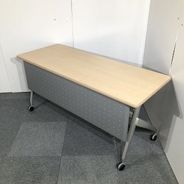 【関西倉庫在庫】 内田洋行 サイドスタックテーブル 幅1500㎜ 奥行600㎜ ナチュラル 幕板付き  【中古家具】【新大阪】【北摂】【淀川区】【北区】