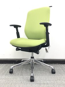 【デスクワークにはこれ！】オカムラ製/シルフィー/背面クッション/ライムグリーン色◆売れてます！