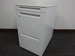 【3段ワゴン】【プロユニット】【オカムラ】【ホワイト】【フリーアドレスデスク用】【高さ650】【鍵確認】