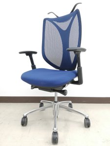 ノートPC使用に便利な可動肘！前傾姿勢機能もついた高級オフィスチェア！オカムラ/サブリナ/ブルー